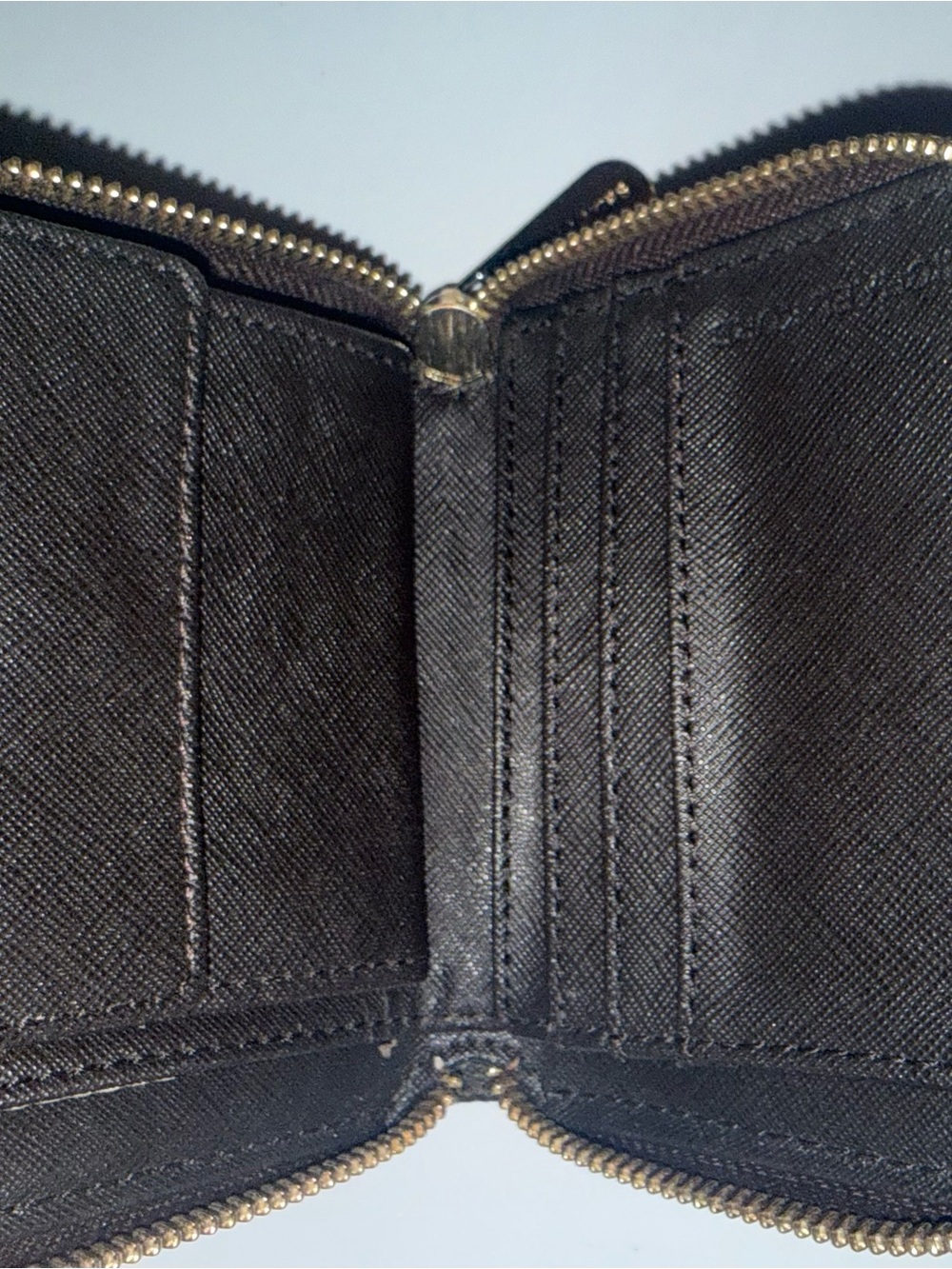 Used-Michael Kors Dark Brown Signature Zip-Around Wallst - Picture 5 of 8